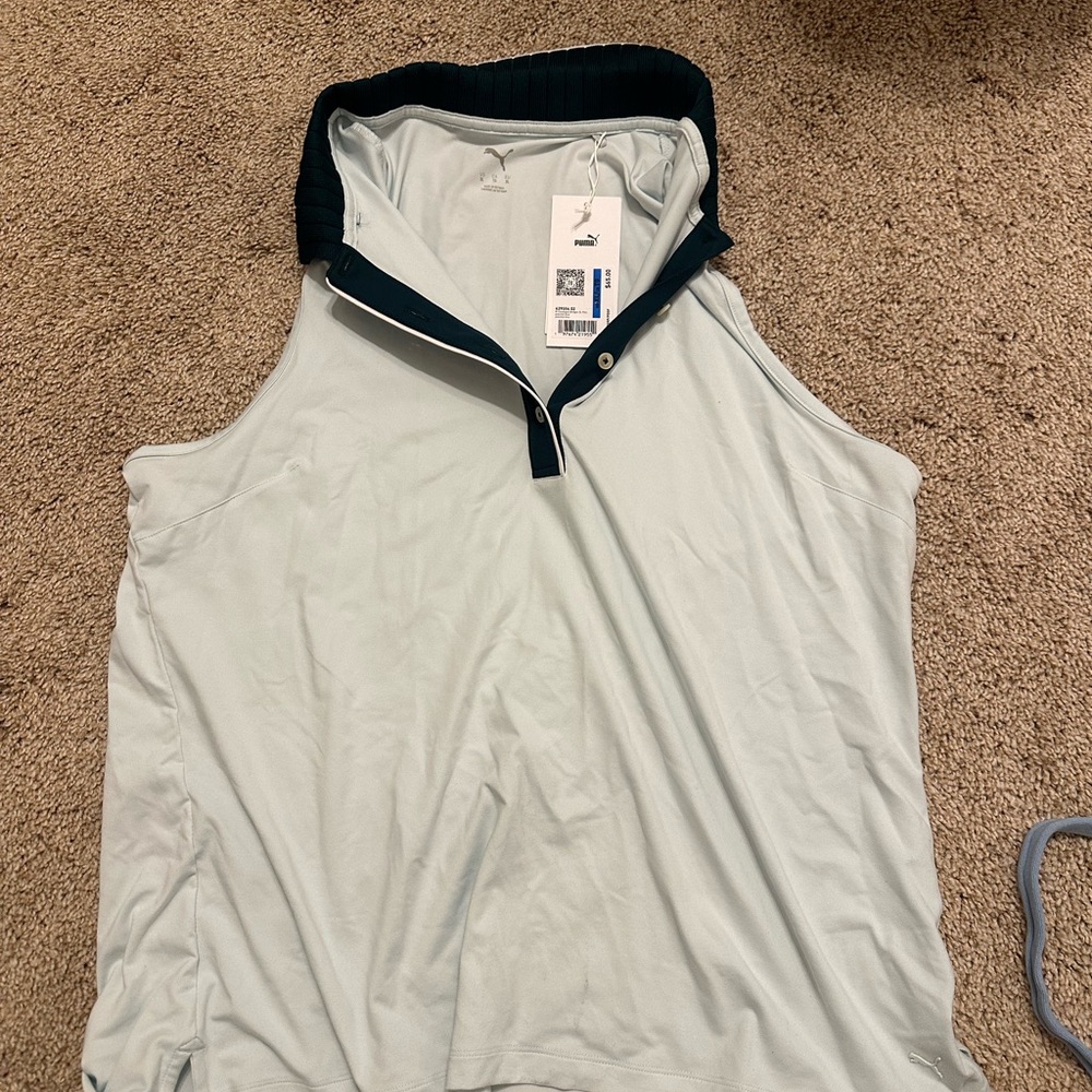 Puma Polo Shirt with Dark Green Collar